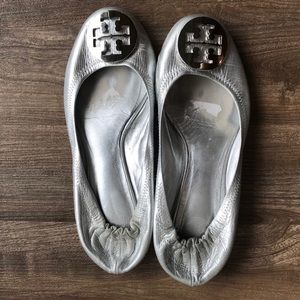 Tory Burch Shoes - Tory Burch Minnie Flat Silver Metal Tory Burch Shoes - Tory Burch Minnie Flat Silver Metal